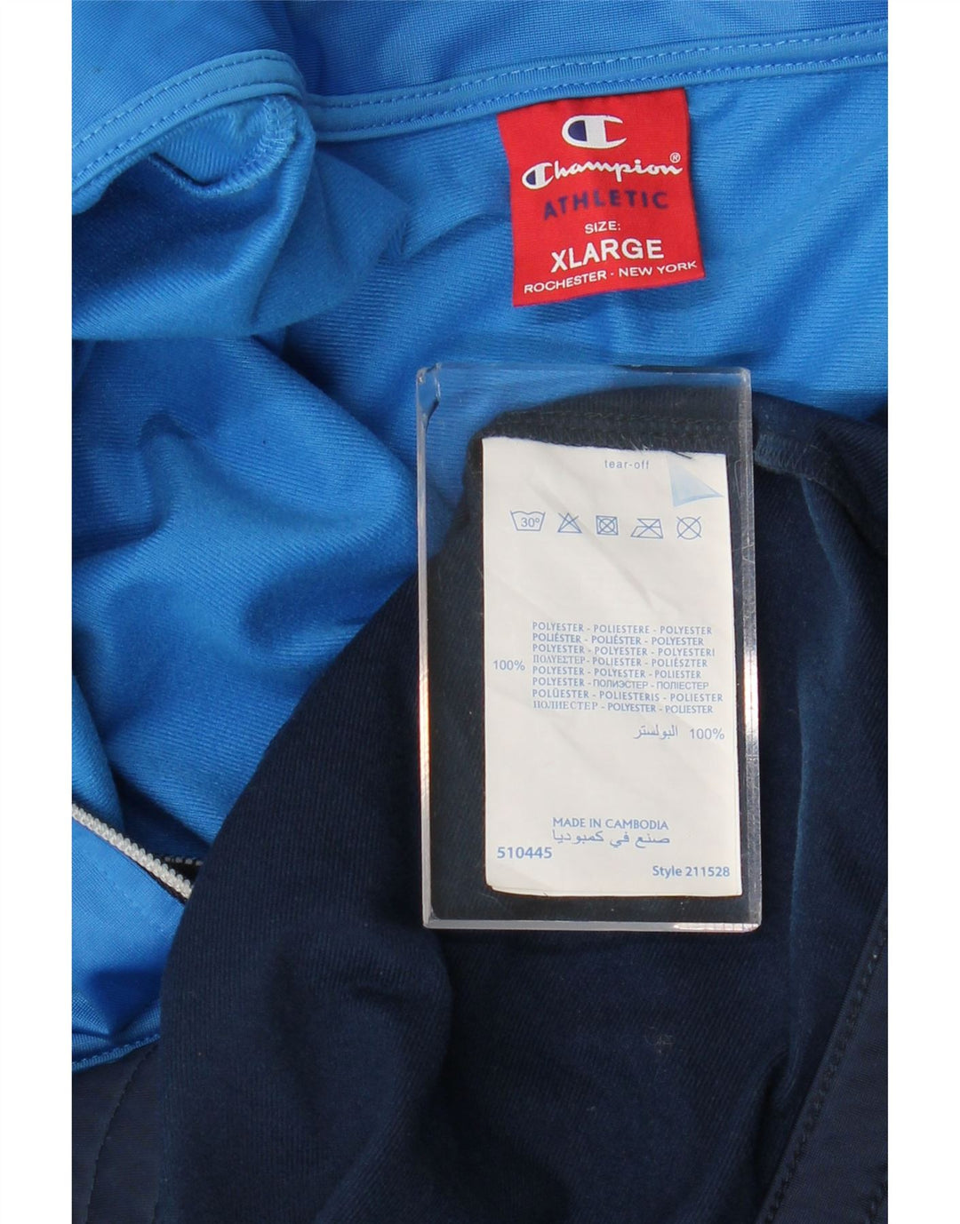 Champion Veste de survêtement pour homme XL Bleu marine Colorblock Polyester