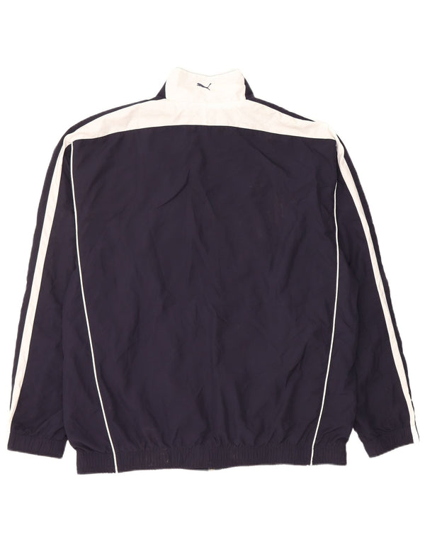 Puma Veste de survêtement pour homme Large Bleu Marine Colorblock Polyester