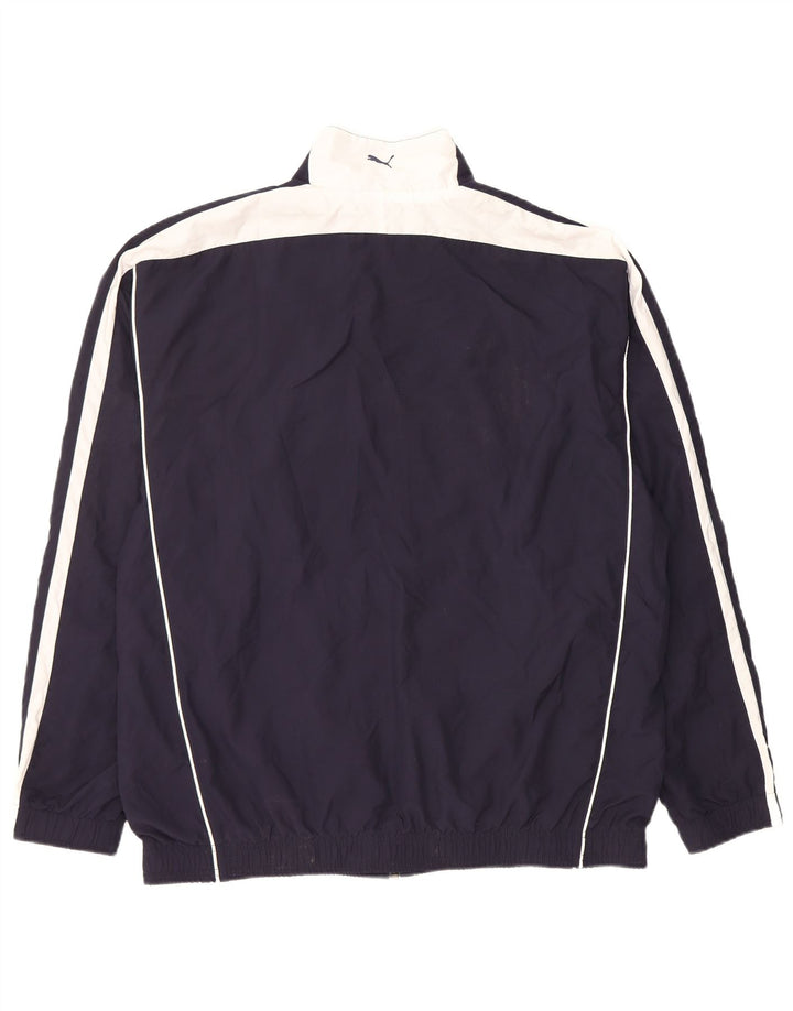 Puma Veste de survêtement pour homme Large Bleu Marine Colorblock Polyester
