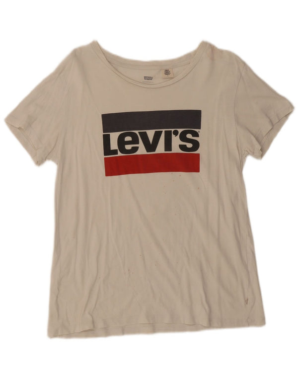 Levi's T-Shirt Graphique Femme UK 14 Blanc Moyen