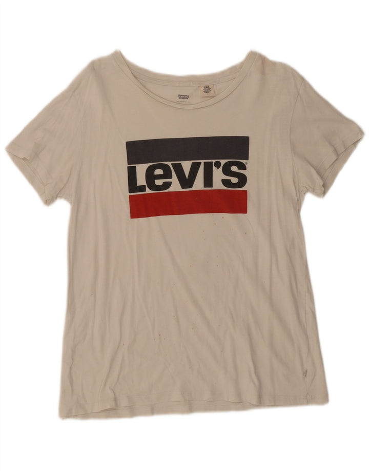 Levi's T-Shirt Graphique Femme UK 14 Blanc Moyen