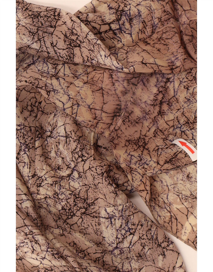 vintage Womens Abstract Pattern Shift Dress UK 16 Grand Marron
