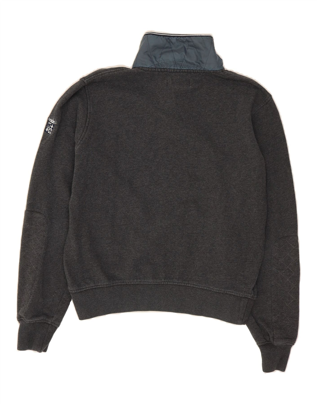 MARINA MILITARE Mens Graphic Button Neck Sweatshirt Jumper Large Grey Vintage Marina Militare and Second-Hand Marina Militare from Messina Hembry 