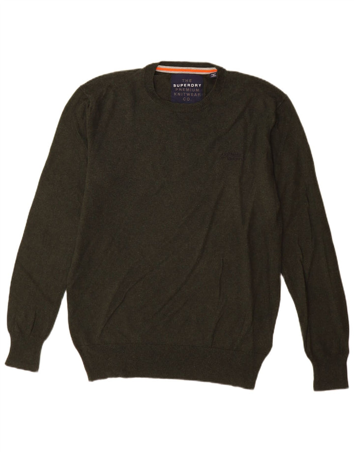 Superdry Pull ras du cou pour homme en coton vert grand