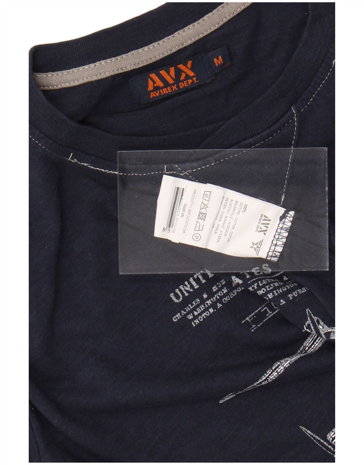 AVIREX T-Shirt Graphique Homme Bleu Marine Moyen Coton