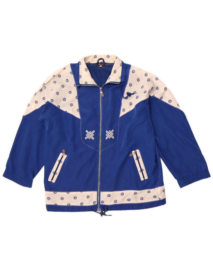 VINTAGE Veste de survêtement femme 2XL Bleu Colourblock Rétro
