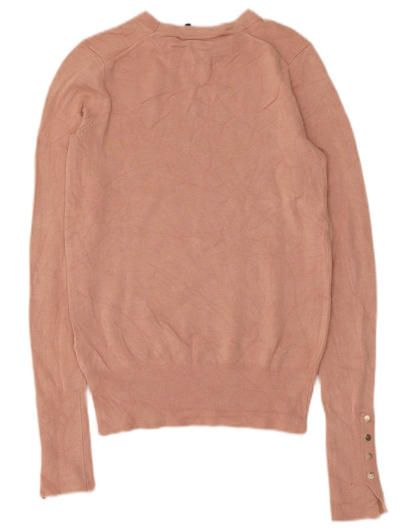 Zara Womens Boat Neck Jumper Sweater UK 8 Small Pink Viscose