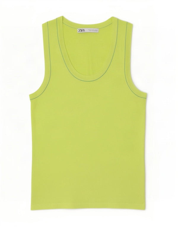 Zara Débardeur Femme UK 12 Viscose Vert Moyen