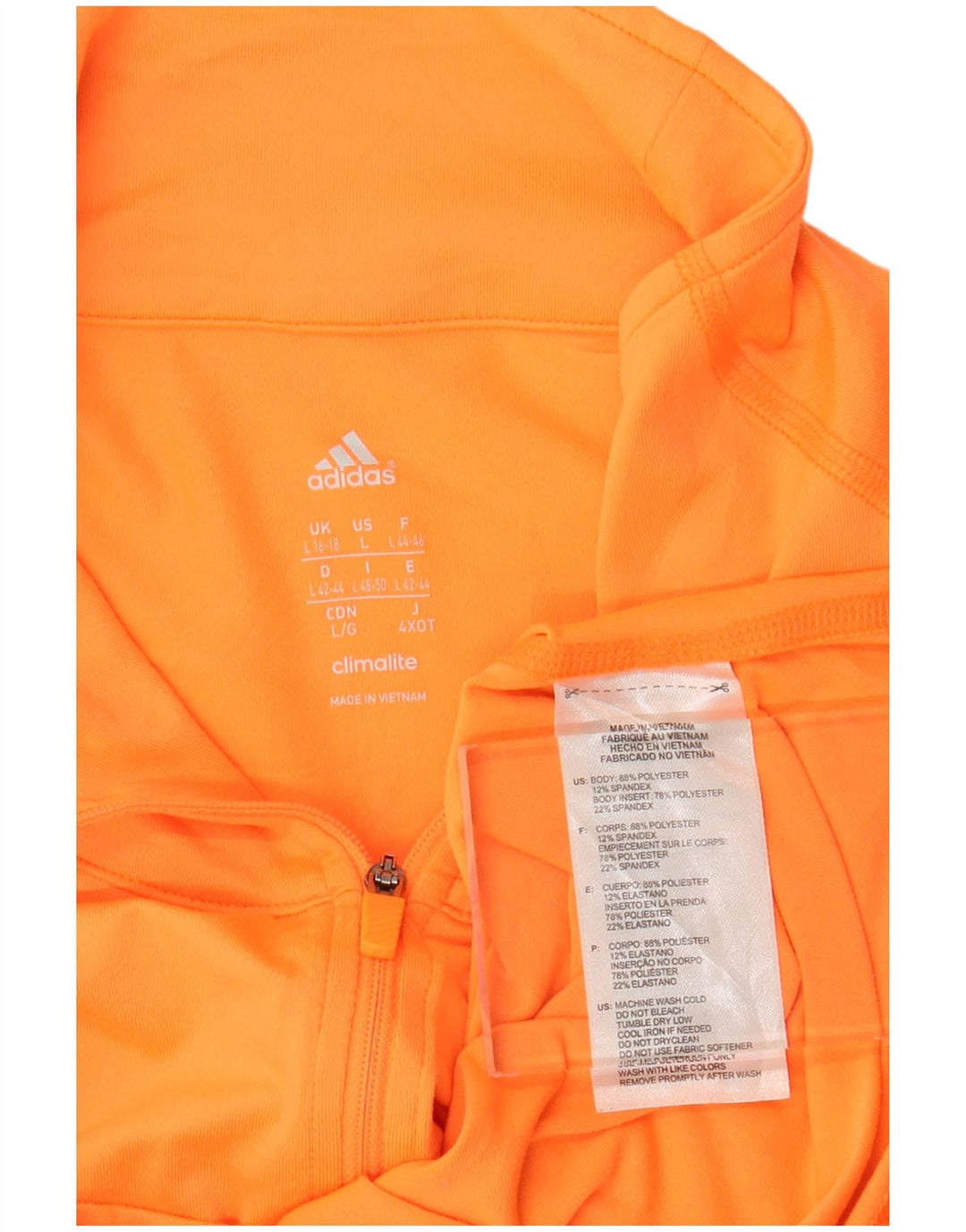 ADIDAS Haut de survêtement Climalite pour femme UK 16/18 Large Orange