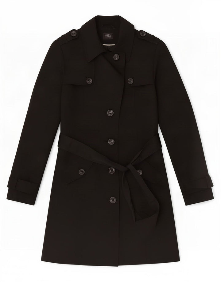 Marks & Spencer Trench-Coat Femme UK 12 Moyen Noir Polyester