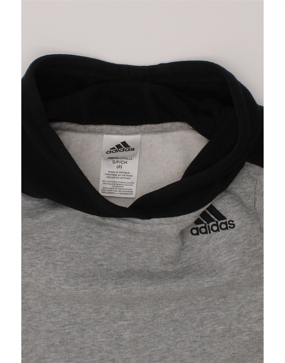 ADIDAS Pull à capuche graphique pour garçon 7-8 ans Petit Gris Colorblock Coton