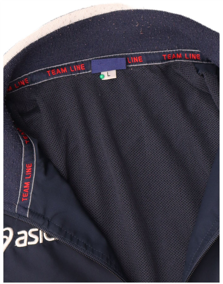 Asics Veste de survêtement pour homme Large Bleu Marine Polyester