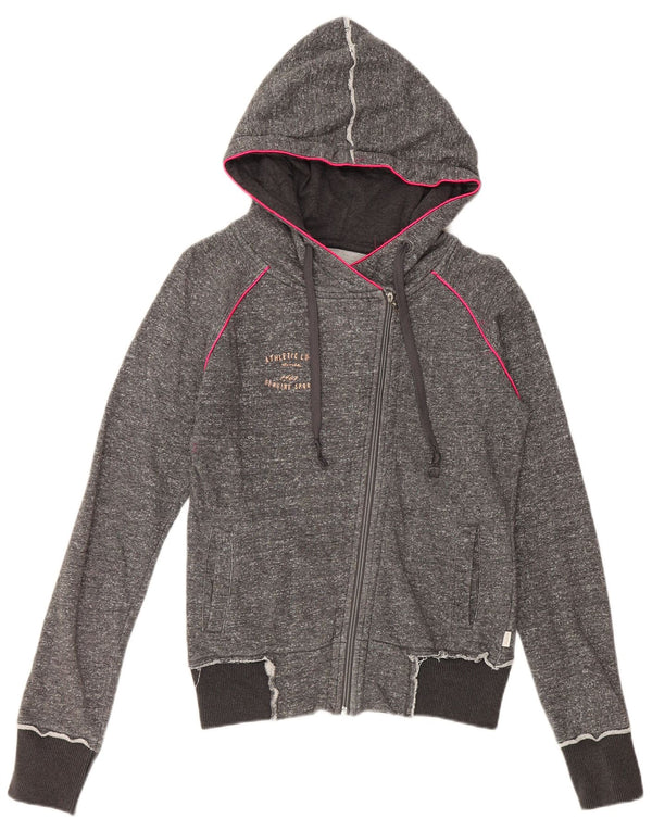 Diadora Pull à capuche zippé pour femme UK 10 Petit coton moucheté gris