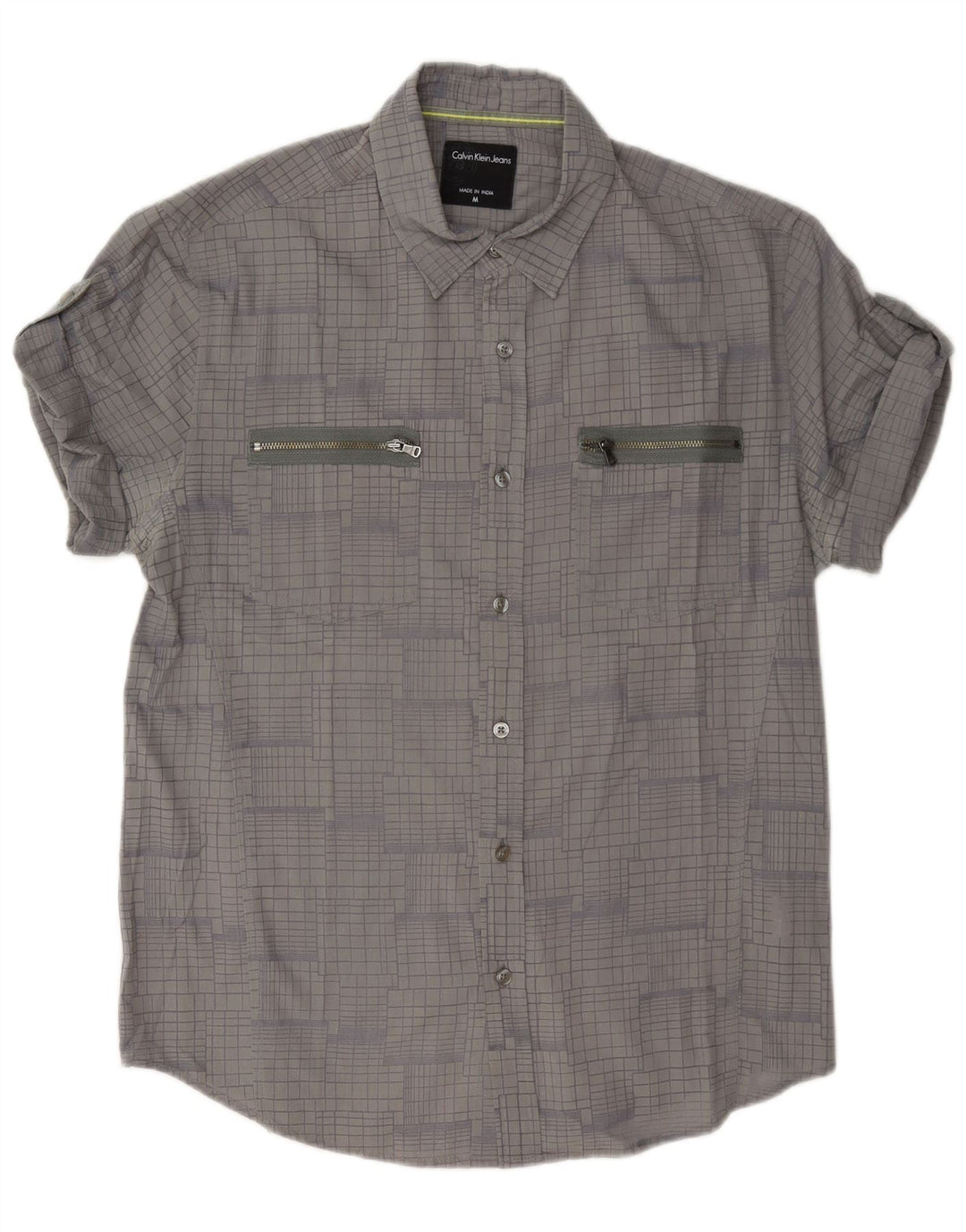 Calvin Klein Jeans Chemise Homme Gris Moyen Carreaux Coton