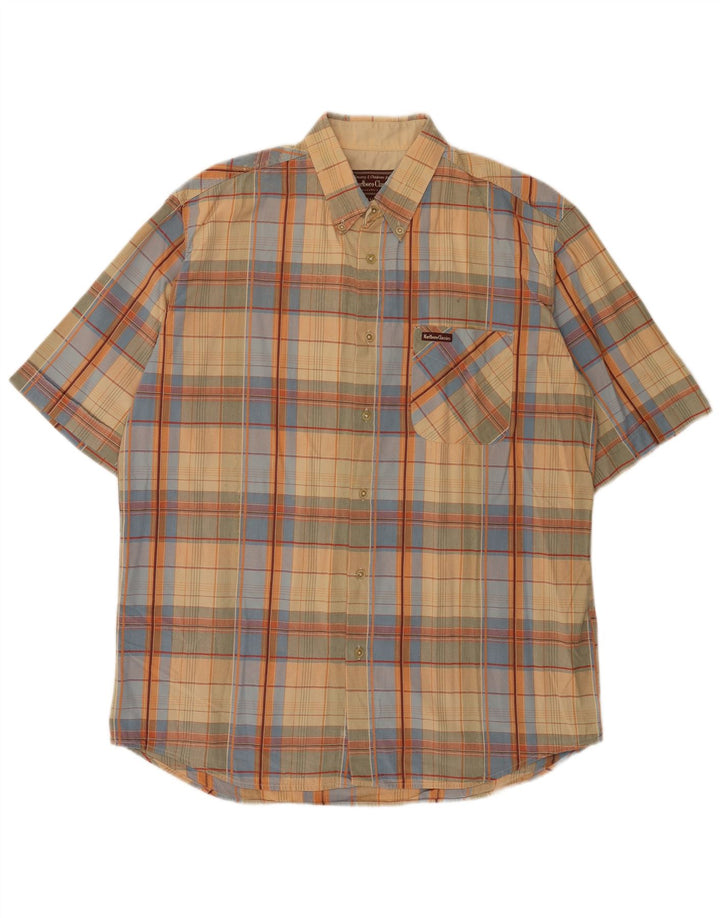Marlboro Classics Chemise à manches courtes pour homme XL en coton à carreaux beige