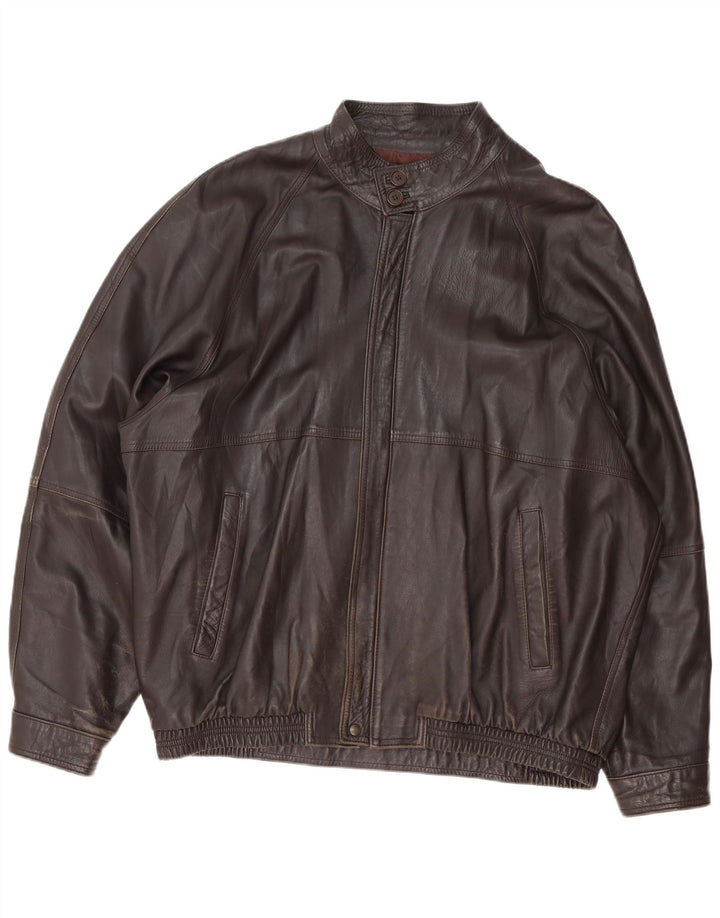 veste en cuir homme vintage IT 62 4XL Noir