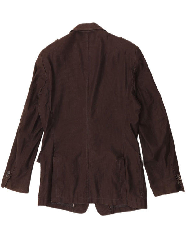 Zara Veste Blazer Militaire 2 Boutons Homme EU 54 XL Coton Marron
