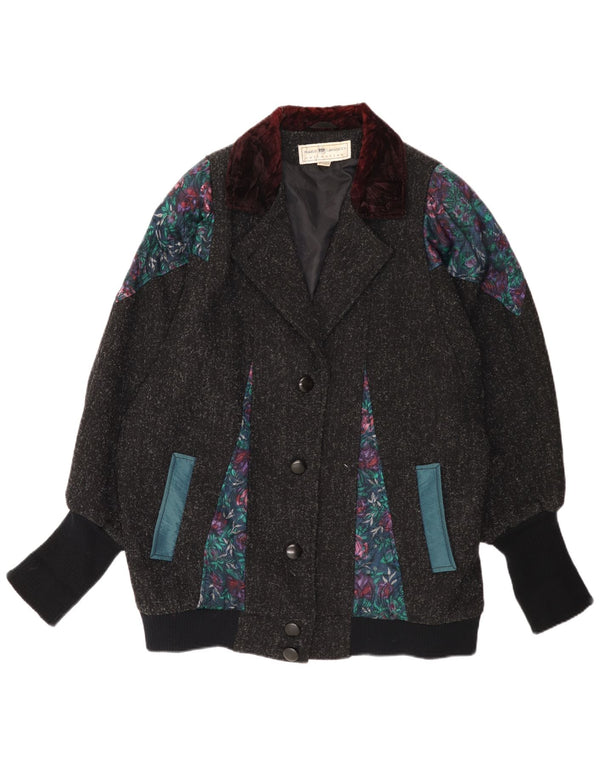 Maggie Lawrence Manteau coupe-vent pour femme US 18 2XL Laine florale grise
