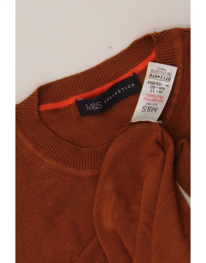 Marks & Spencer Pull à col rond pour femme UK 12 Marron moyen