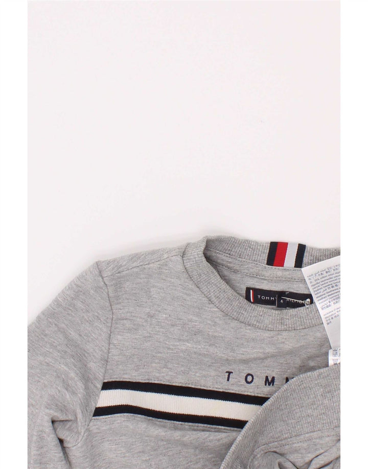 Tommy Hilfiger Sweat-shirt graphique pour garçon 3-4 ans Gris Colorblock