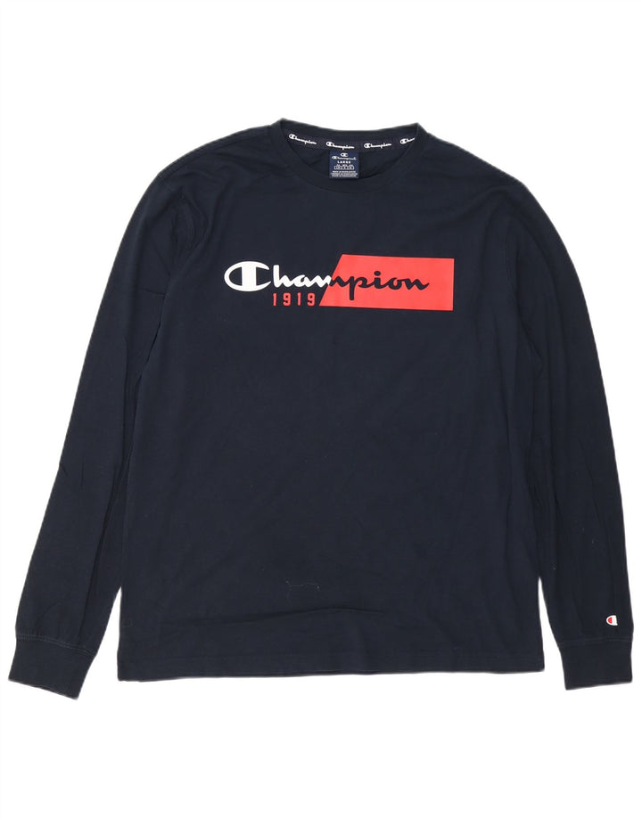 CHAMPION Haut graphique à manches longues pour homme en coton bleu marine