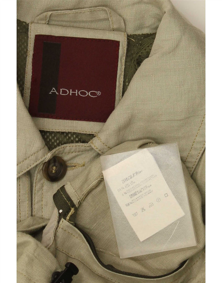 Adhoc Veste utilitaire pour hommes UK 38 Medium Khaki Linen Army