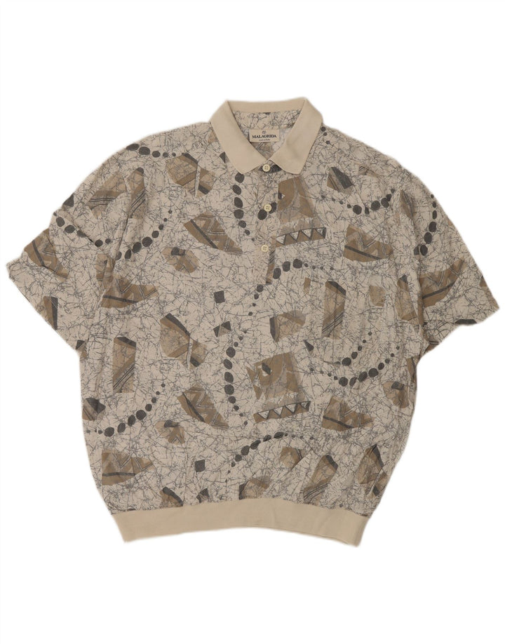 Malagrida Homme Motif Abstrait Manches Courtes Pull Chemise XL Gris Viscose