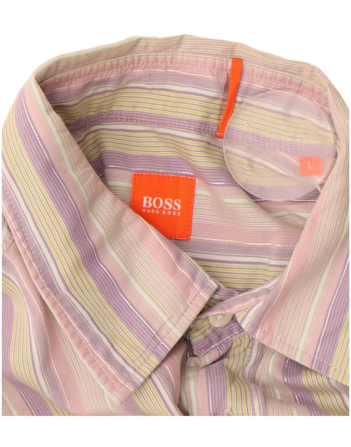 Hugo Boss Chemise à manches courtes en coton à rayures multicolores