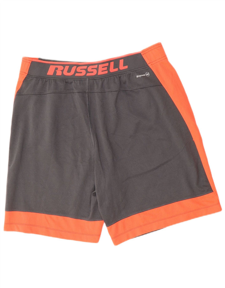 RUSSELL ATHLETIC Short de sport graphique pour hommes, grand color block gris