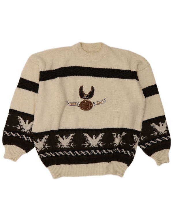 vintage Mens Graphic Turtle Neck Jumper Pull Grand Blanc Fair Isle