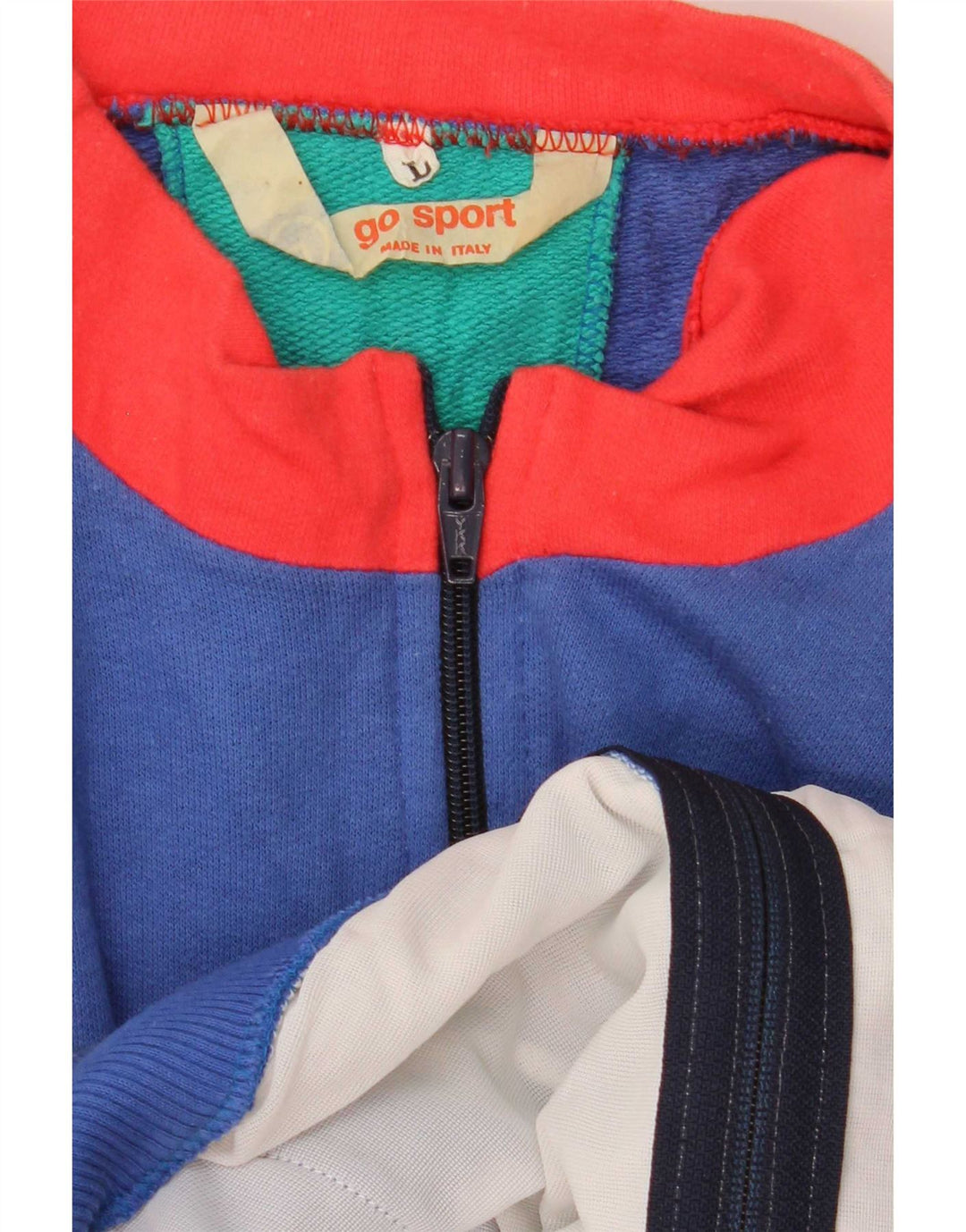vintage Mens Survêtement Top Veste Grand Bleu Colorblock