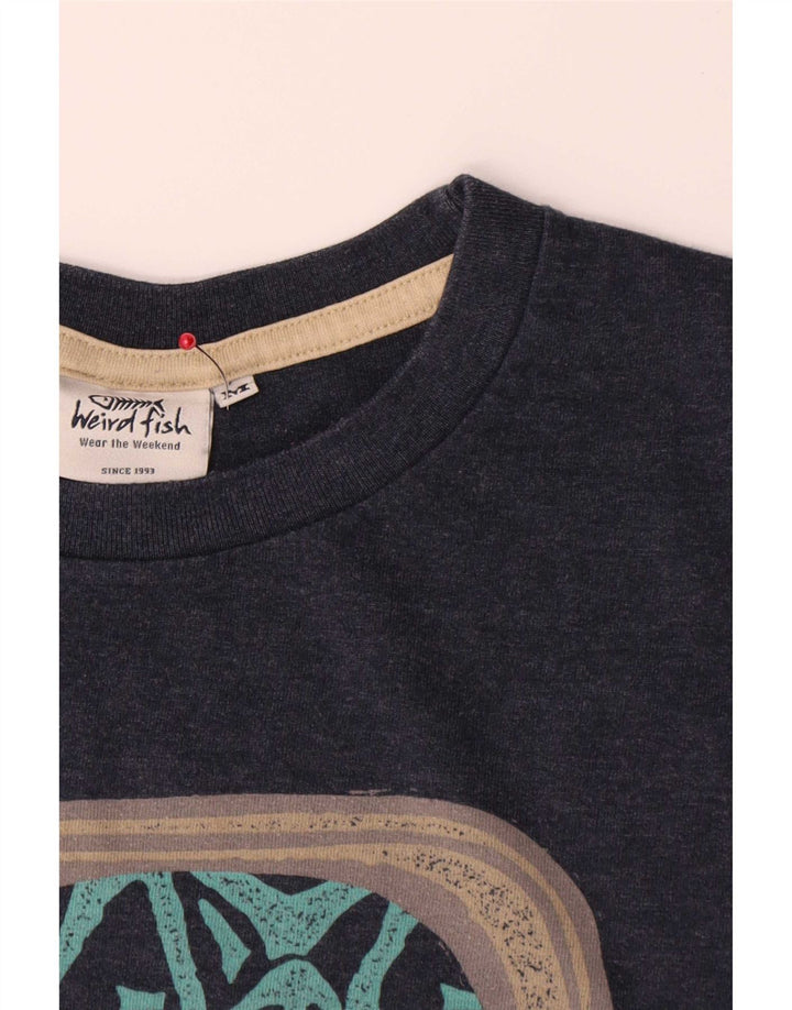 Weird Fish T-Shirt Graphique Homme Bleu Marine Moyen Coton