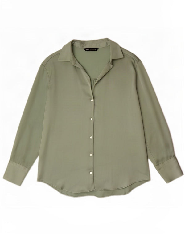 Zara Chemisier Femme UK 14 Vert Moyen