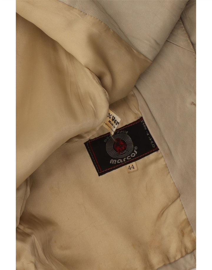 Marcos Veste blazer en cuir à 2 boutons pour femme IT 44 Cuir beige moyen