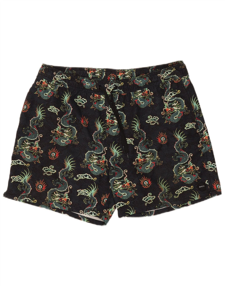 RVCA Short de Bain à Motif Abstrait pour Homme XL Noir Fair Isle Polyester