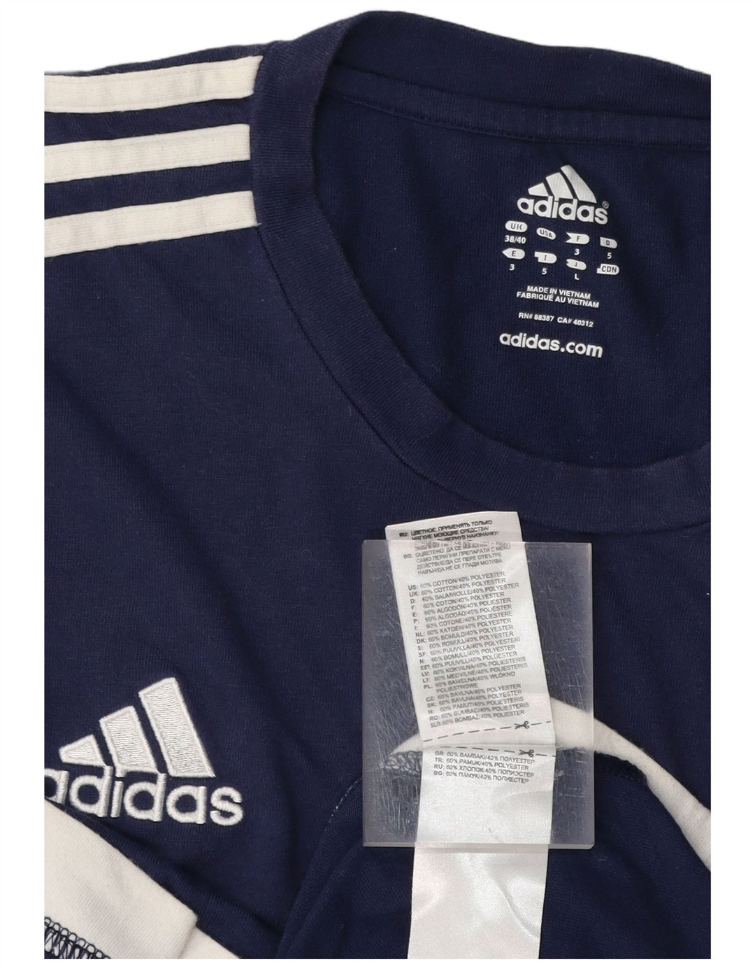 ADIDAS T-Shirt Homme UK 38/40 Bleu Marine Moyen Coton