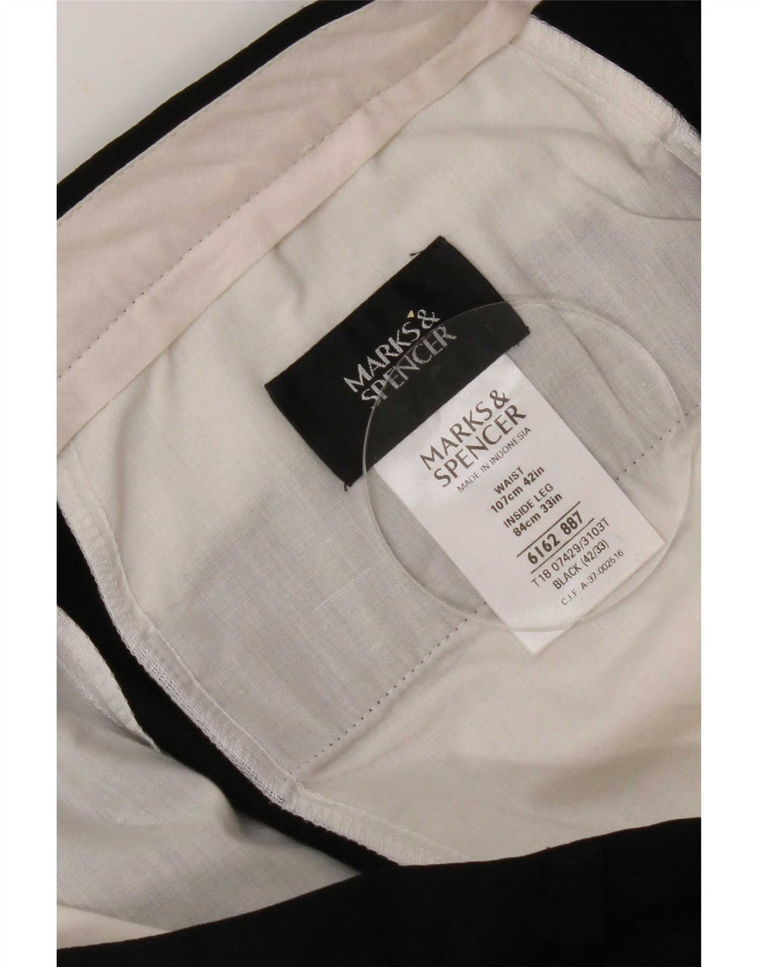 Marks & Spencer Pantalon Capri Homme W42 L23 Noir Polyester