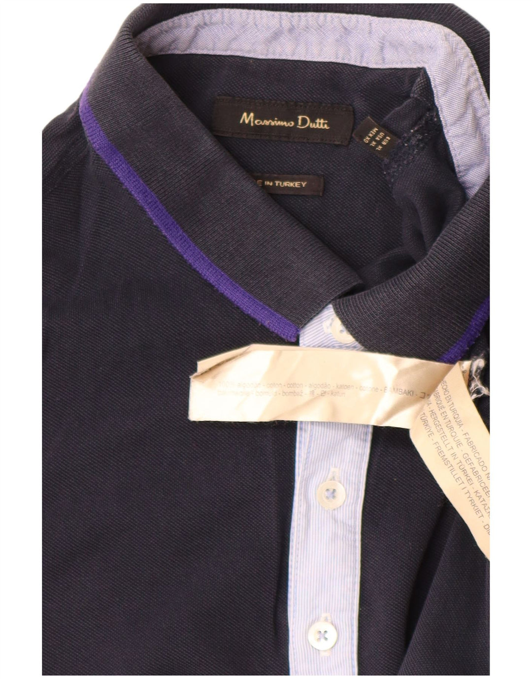 MASSIMO DUTTI Polo Homme XL Bleu Marine Coton