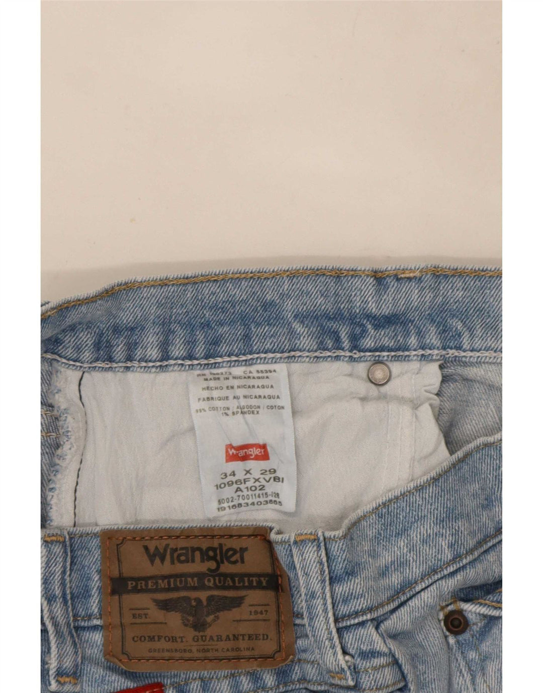 Wrangler Jean Court Homme W34 L23 Bleu Coton