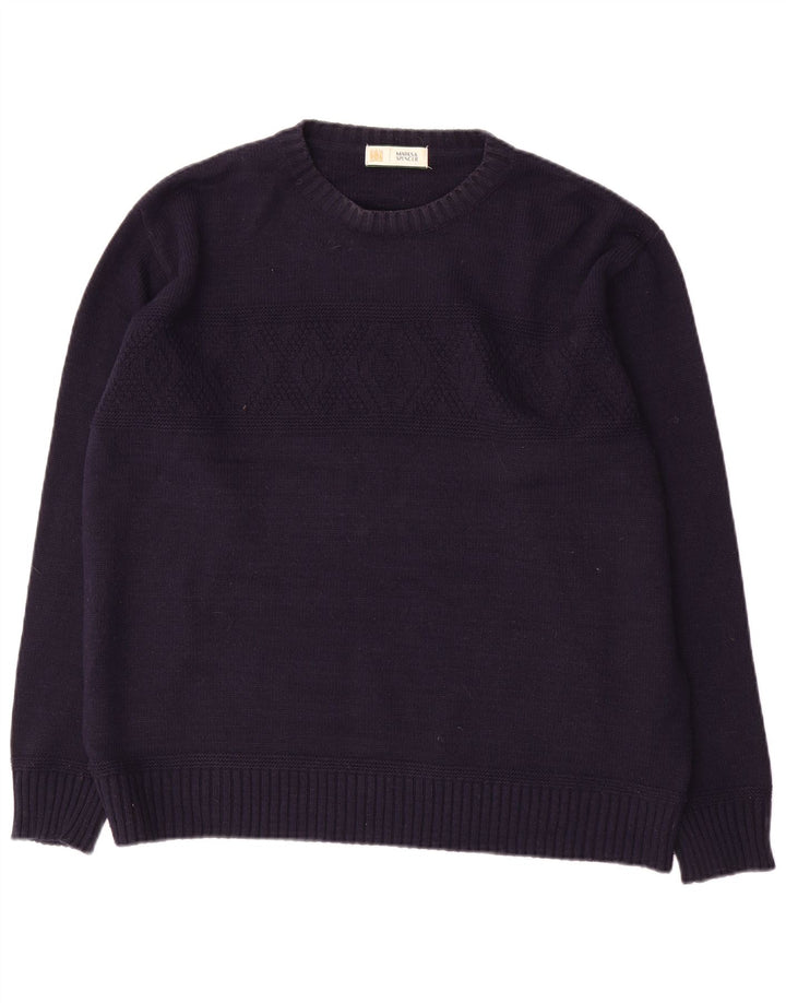 Marks & Spencer Pull col bateau pour homme en acrylique bleu marine Taille L