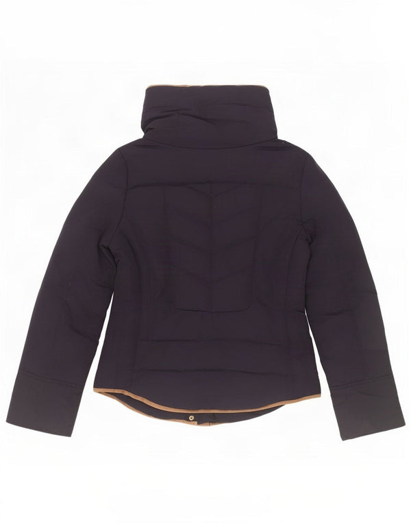 Zara Veste matelassée à capuche pour femme UK 10 Small Bleu marine Polyester