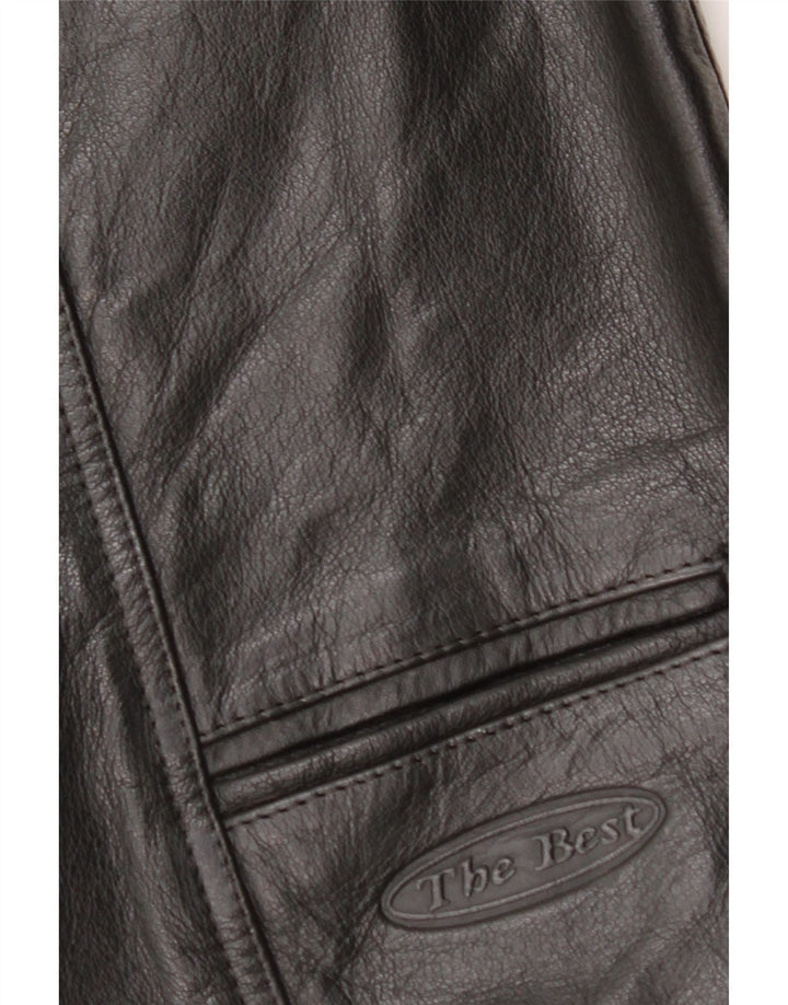 VINTAGE Gilet en cuir homme noir moyen