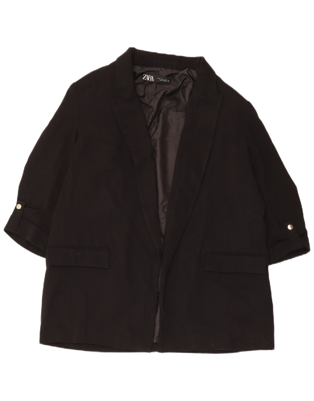 Zara Veste blazer ouverte à manches 3/4 pour femme UK 18 XL Noir Polyester