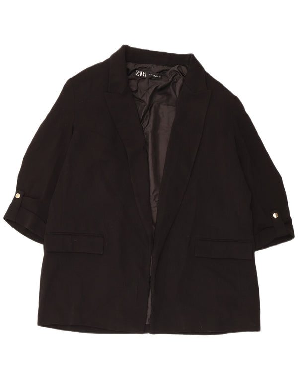 Zara Veste blazer ouverte à manches 3/4 pour femme UK 18 XL Noir Polyester