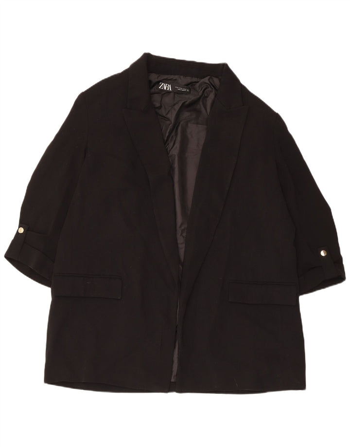 Zara Veste blazer ouverte à manches 3/4 pour femme UK 18 XL Noir Polyester