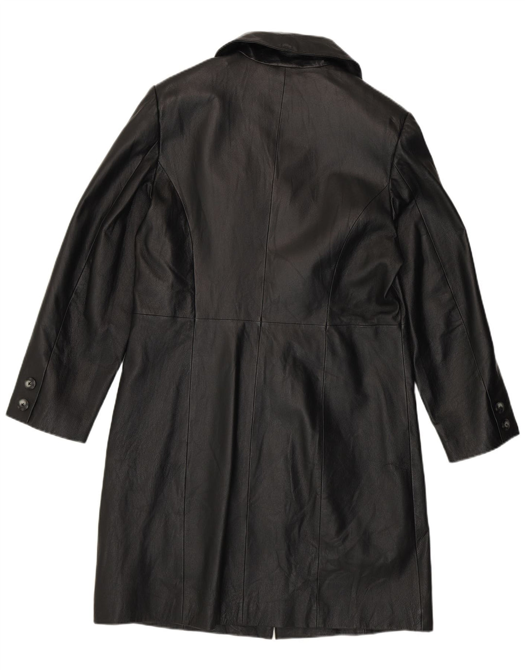 manteau en cuir femme vintage UK 14 Grand cuir noir