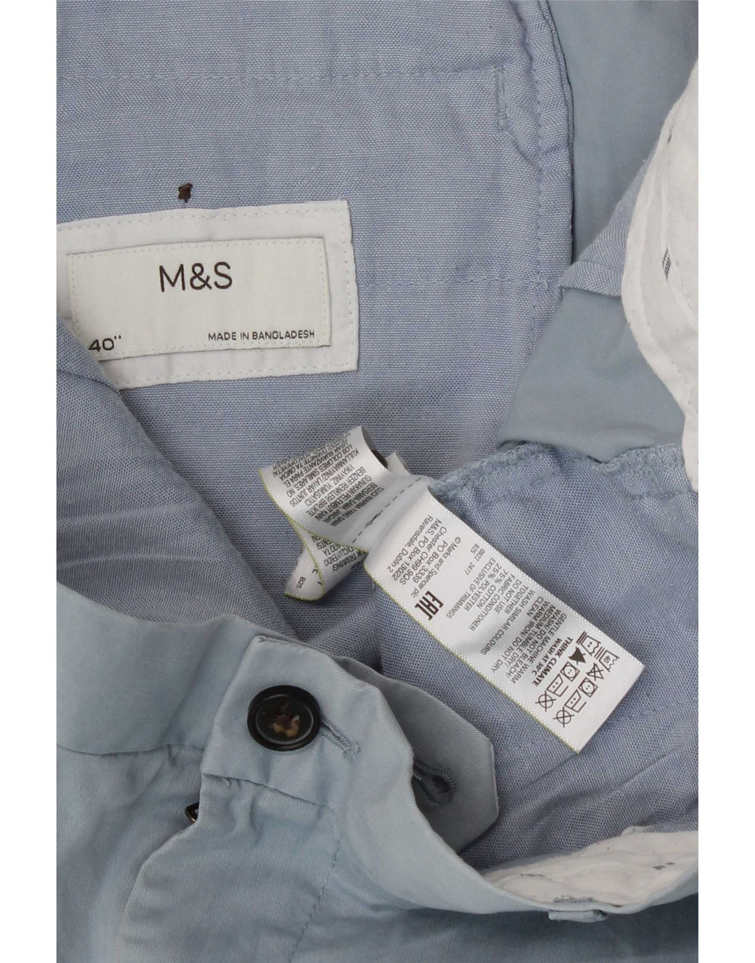Marks & Spencer Short Chino Homme W40 XL Bleu Coton