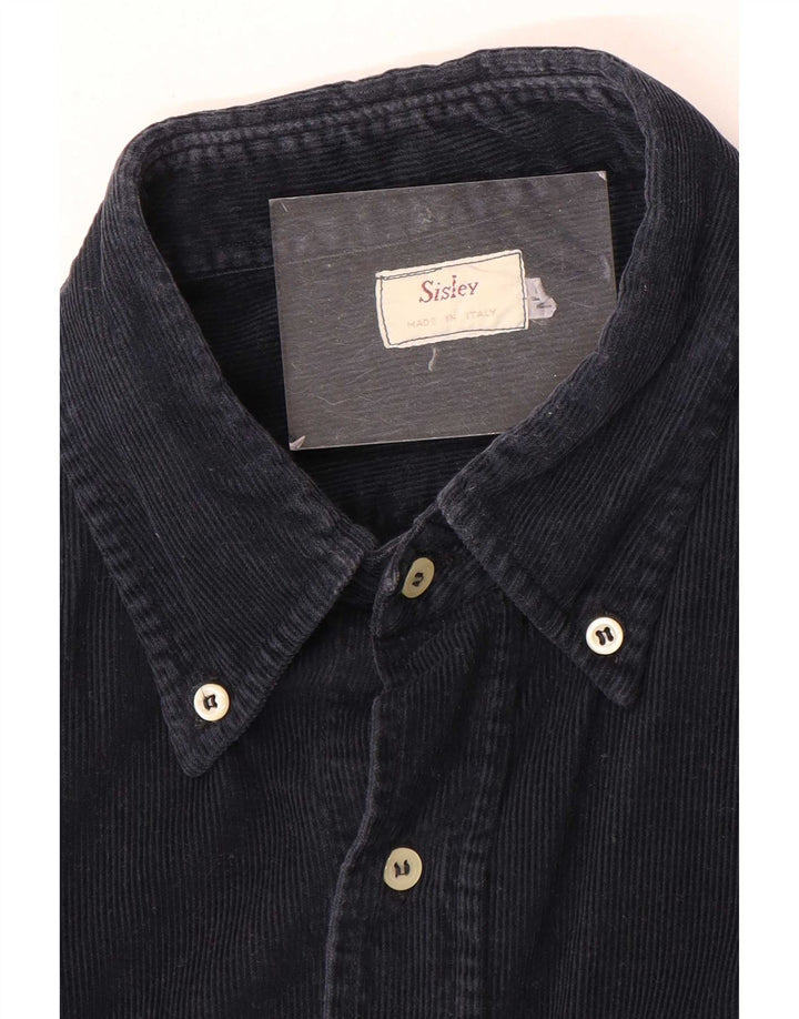 Sisley Chemise Velours Côtelé Bleu Marine Moyen |