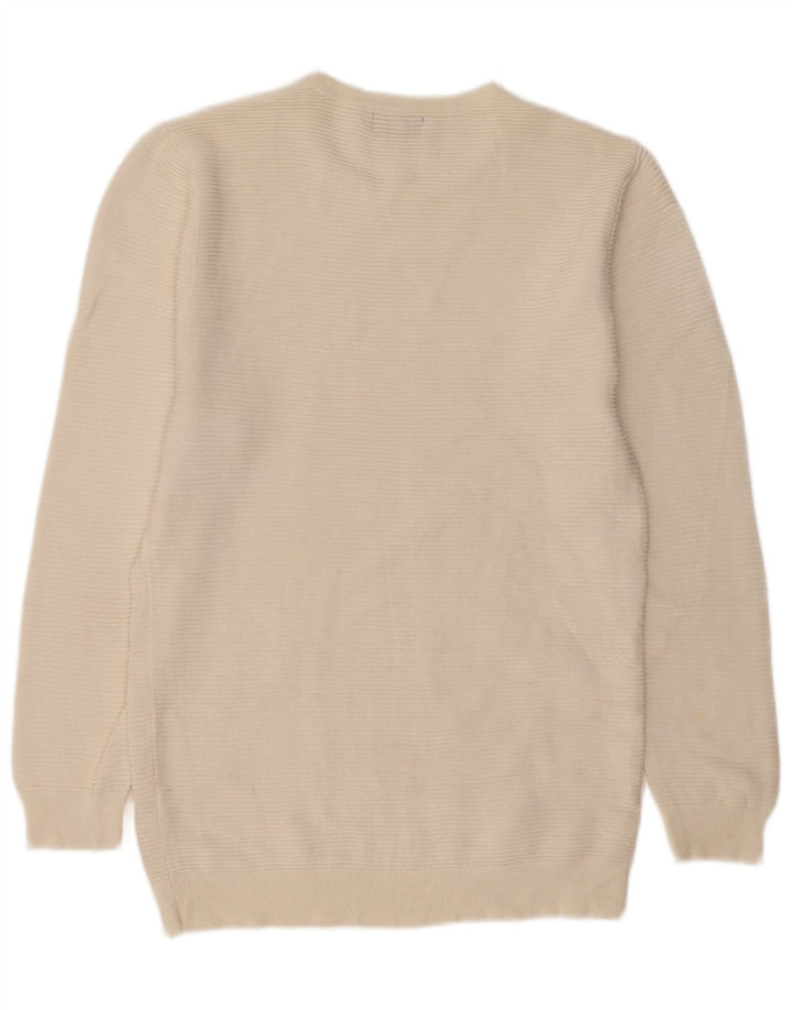 Zara Pull à col rond pour homme en coton blanc cassé