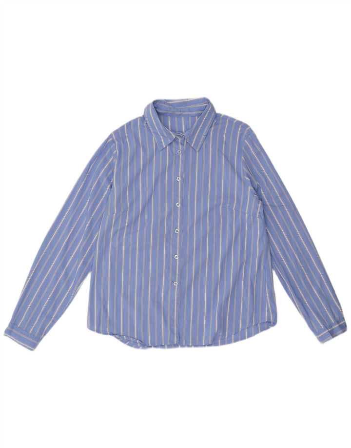 chemise femme vintage UK 18 XL Coton rayé bleu